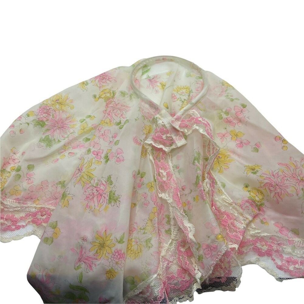 Scarf for Church Vintage 60s Womens Pink Floral Classic Small Head Band Shoulder - Picture 6 of 12